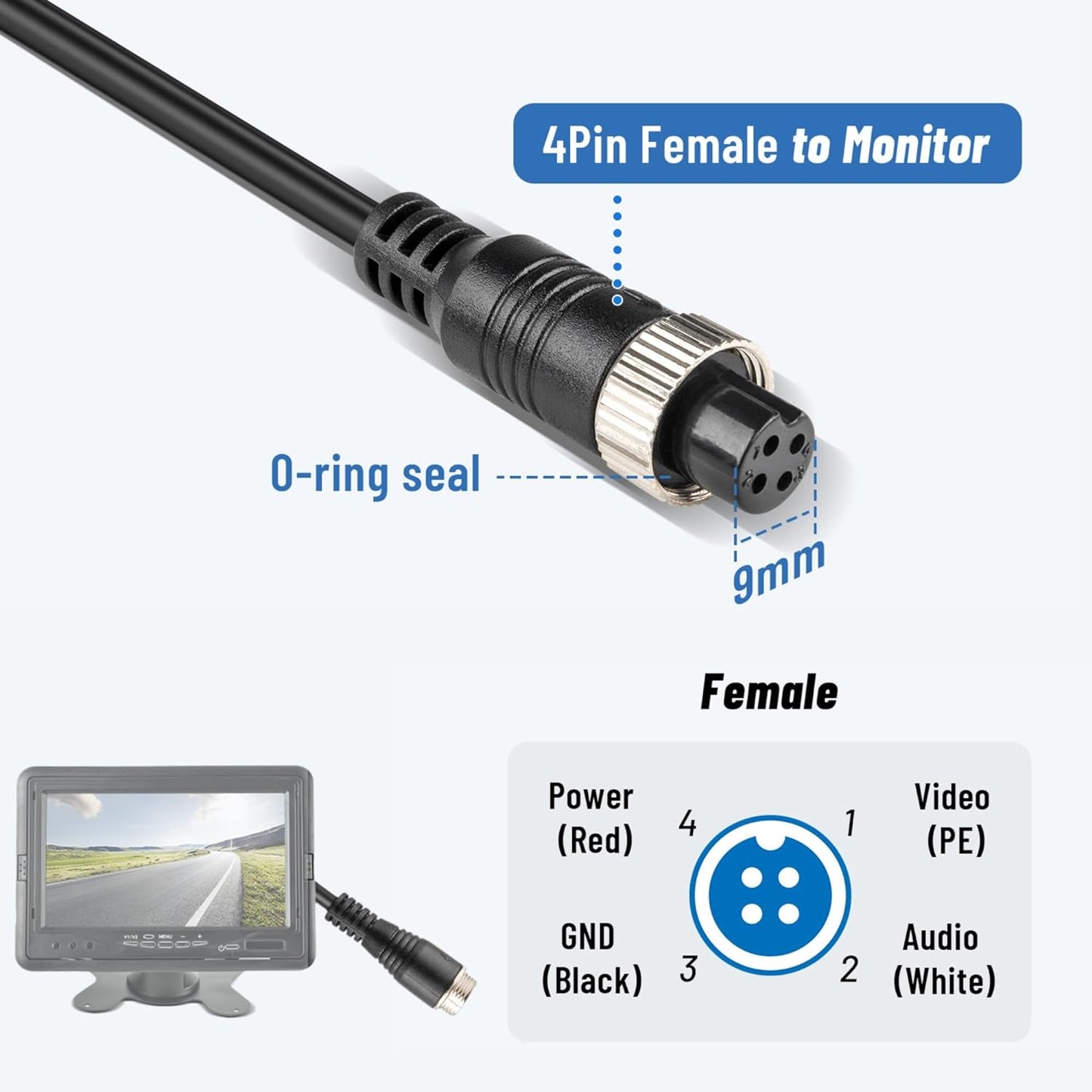 4 Pin Aviation Female to RCA Female Adapter Cable