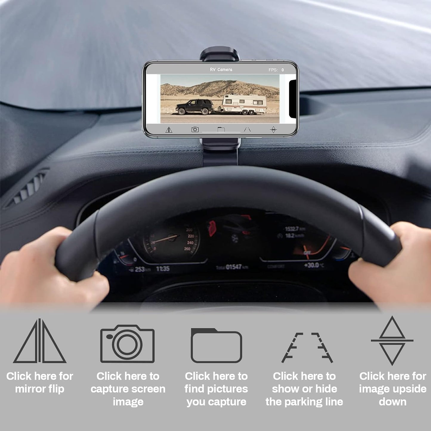 EW-B502APP WiFi Magnetic Hitch Wireless Backup Rear/Front View Camera