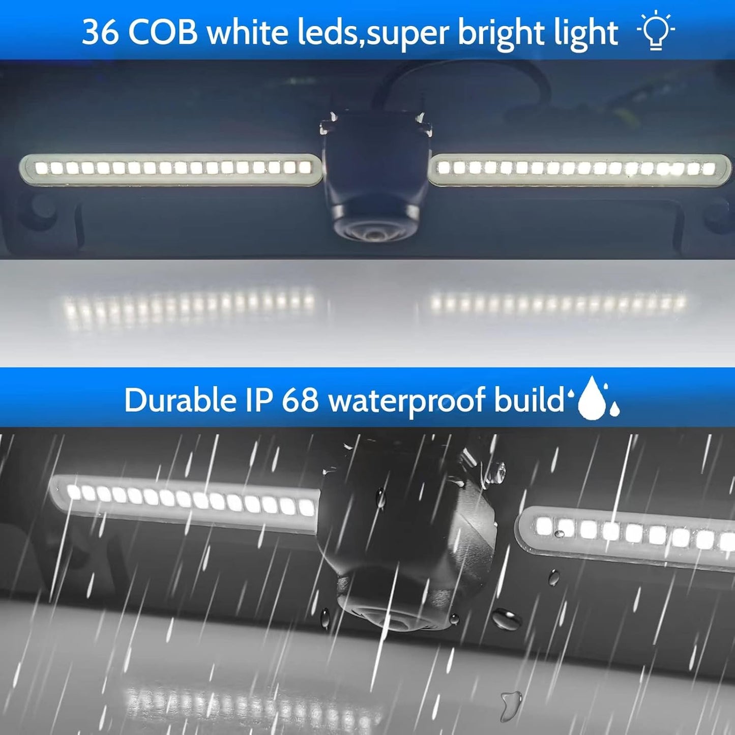 EW-MM02L002KIT License Plate Backup Light Bar with Camera with LCD 4.3" Monitor