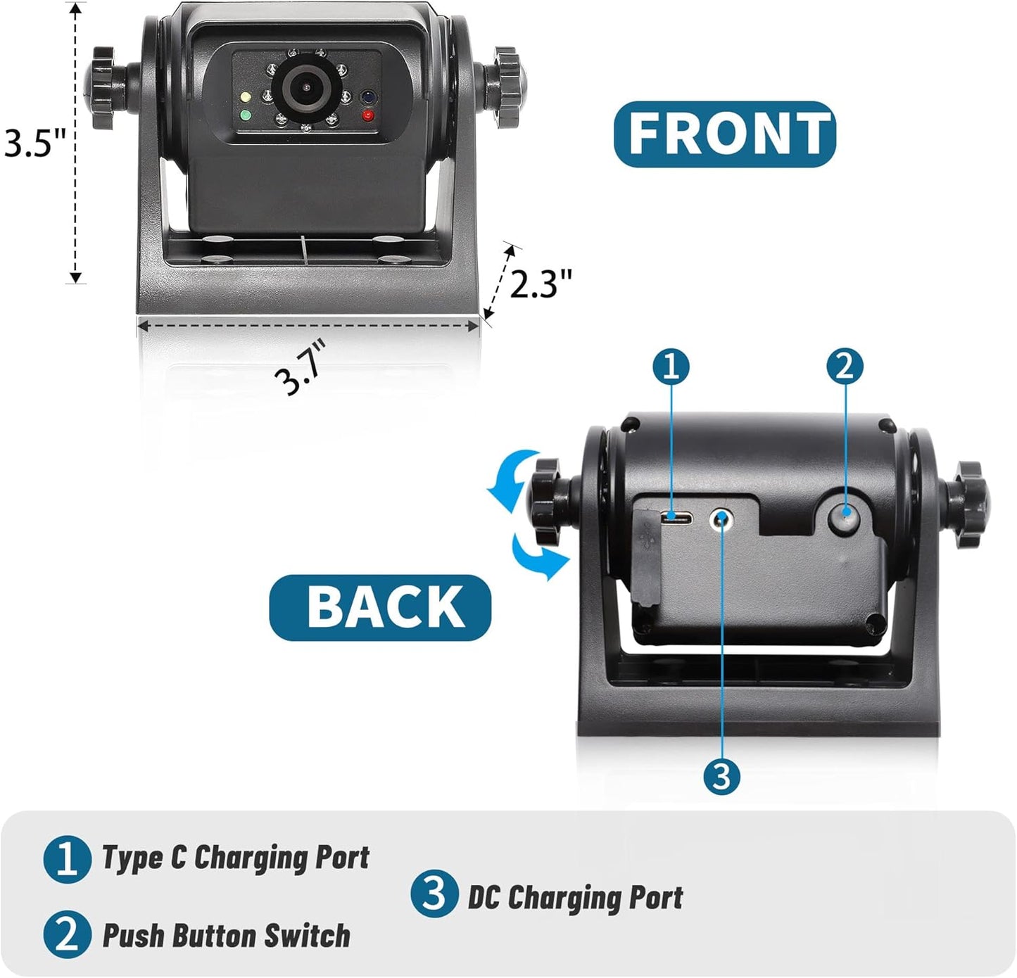 EW-502KIT2 Magnetic Wireless Backup Cameras HD 1080P with 5" Split Screen Monitor