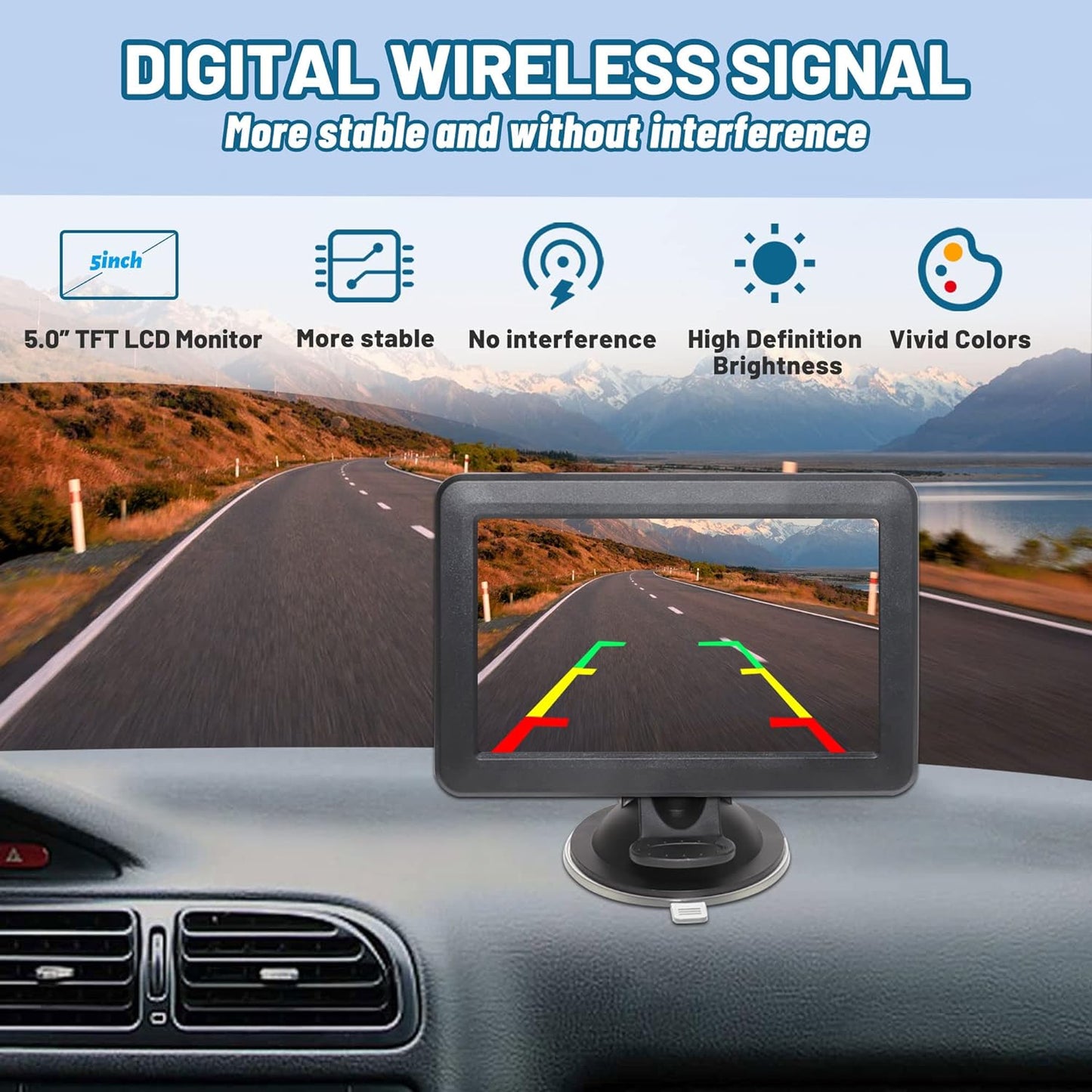 EW-502KIT2 Magnetic Wireless Backup Cameras HD 1080P with 5" Split Screen Monitor