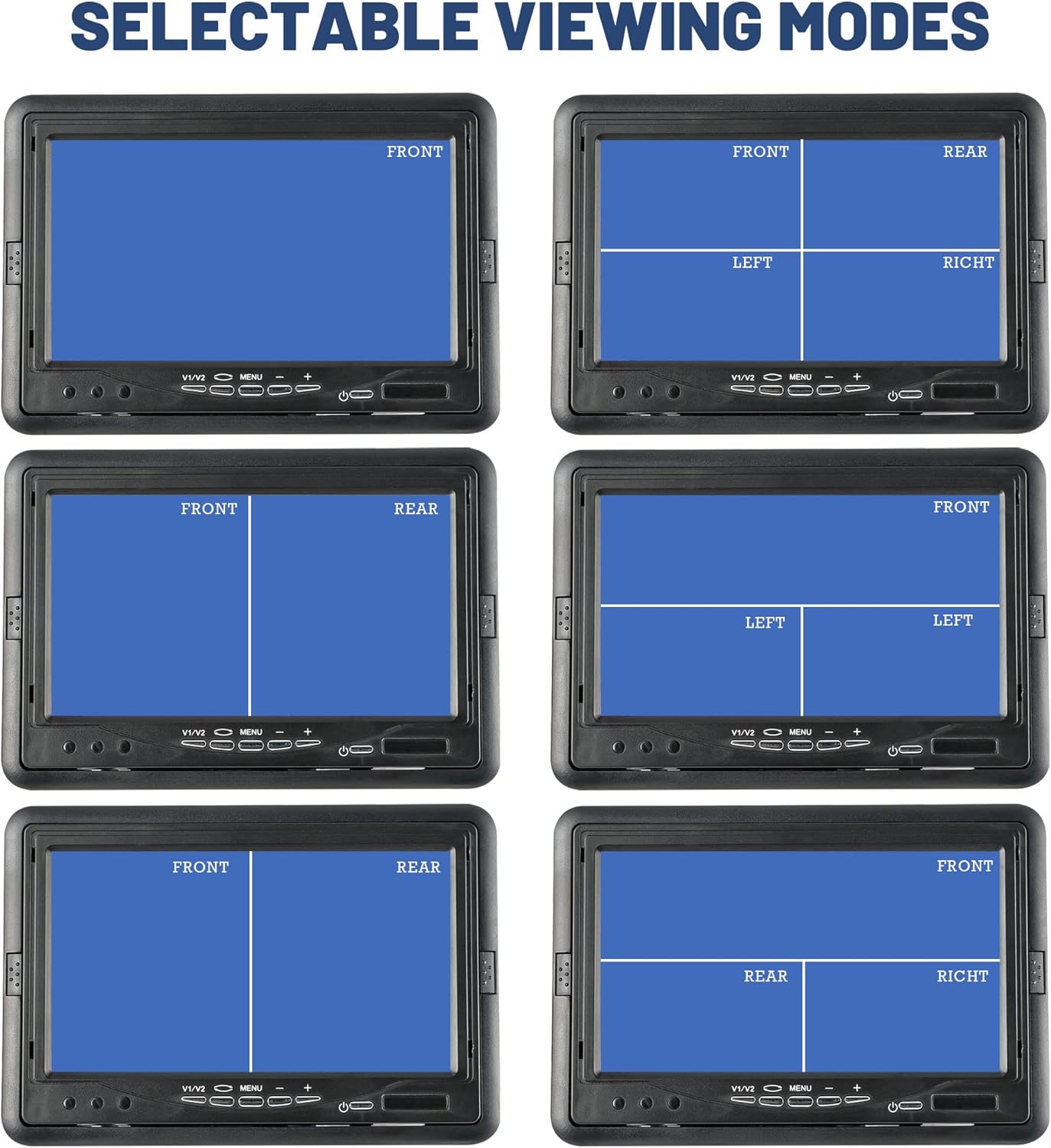 EW-M702 7'' TFT LCD Monitor Quad Split HD Displays Screen 4 Channels