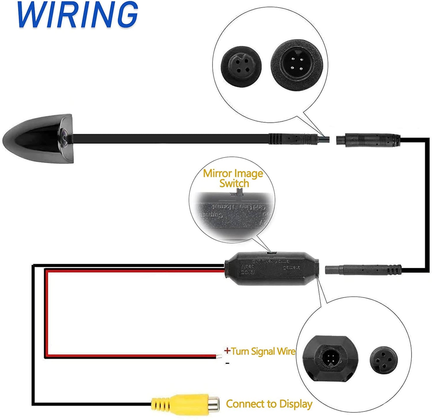 Black Side Mount Backup Camera Blind Spot Monitor
