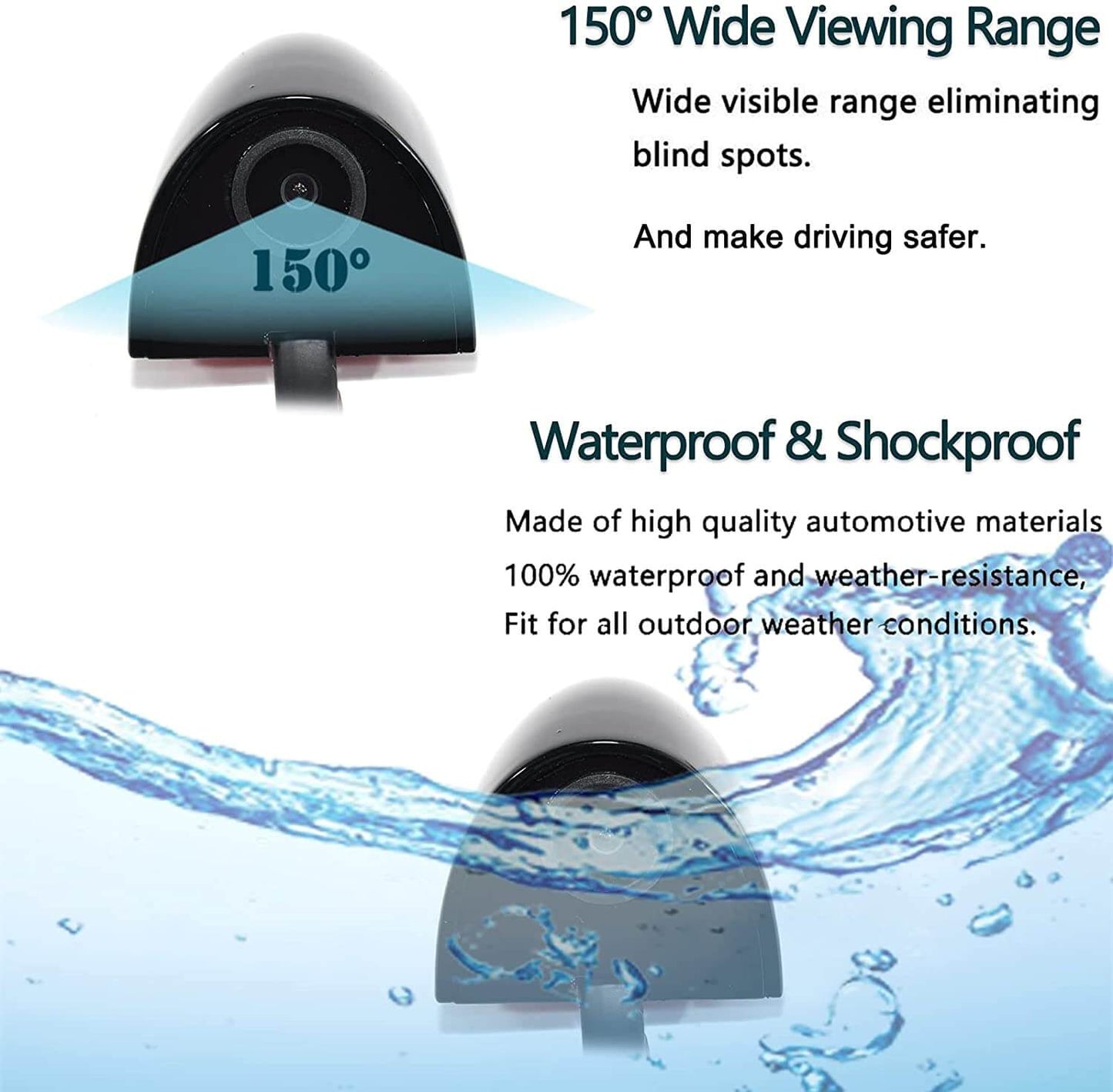 Black Side Mount Backup Camera Blind Spot Monitor
