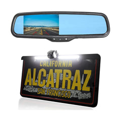 License Plate Backup Light Bar Camera with 4.3" Mirror Monitor Kit