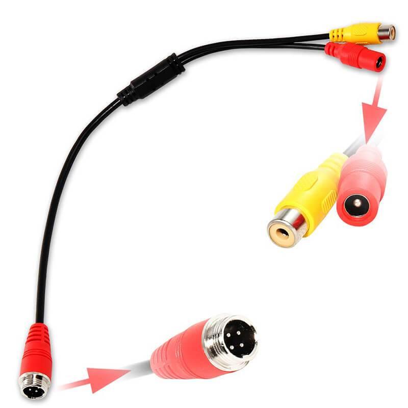 Adaptateur vidéo RCA femelle vers fiche mâle aviation 4 broches