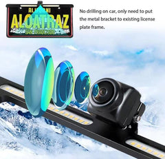 License Plate Backup Light Bar Camera with 4.3" Mirror Monitor Kit