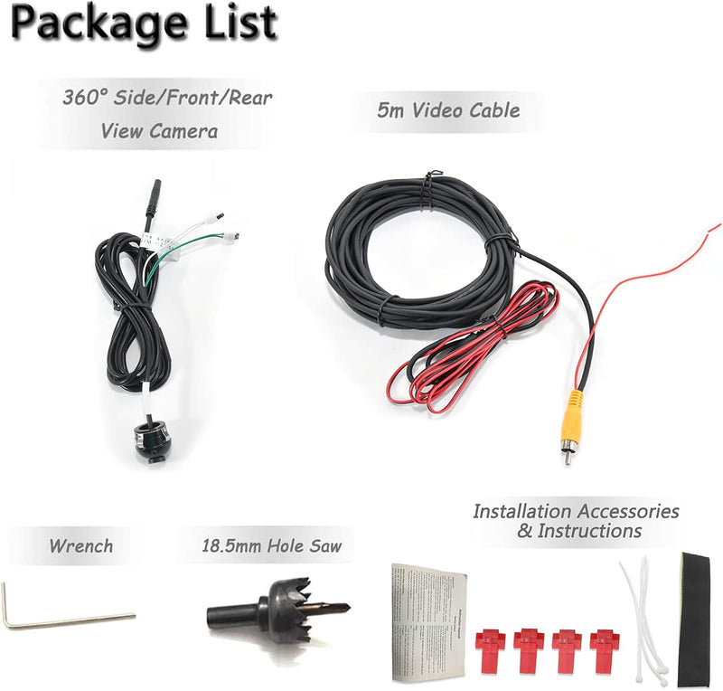 thumbnail image 2 of EWAY Mini Blind Spot Side View Camera - 120° Angle, 12V, With 4-Pin/RCA Plug For Trucks, RVs, Vans 2 of 13