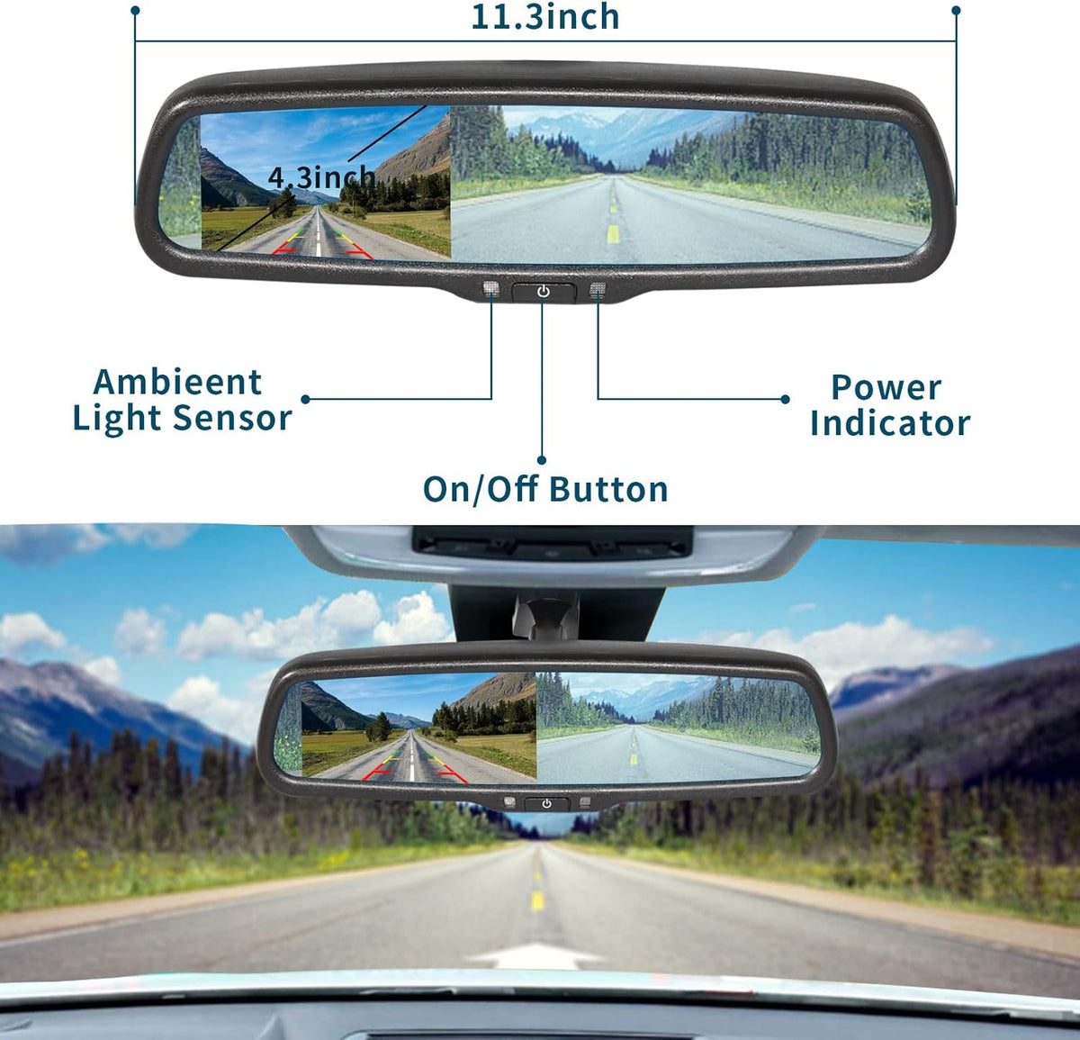 4.3" LCD Rearview Mirror Screen
