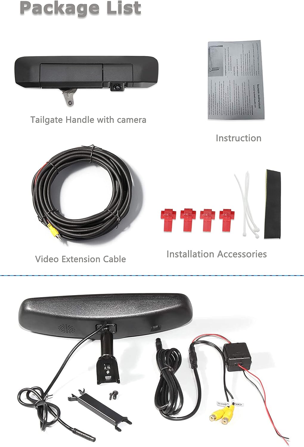 Toyota Tacoma Tailgate Handle Backup Camera with 4.3" Mirror Monitor Kit