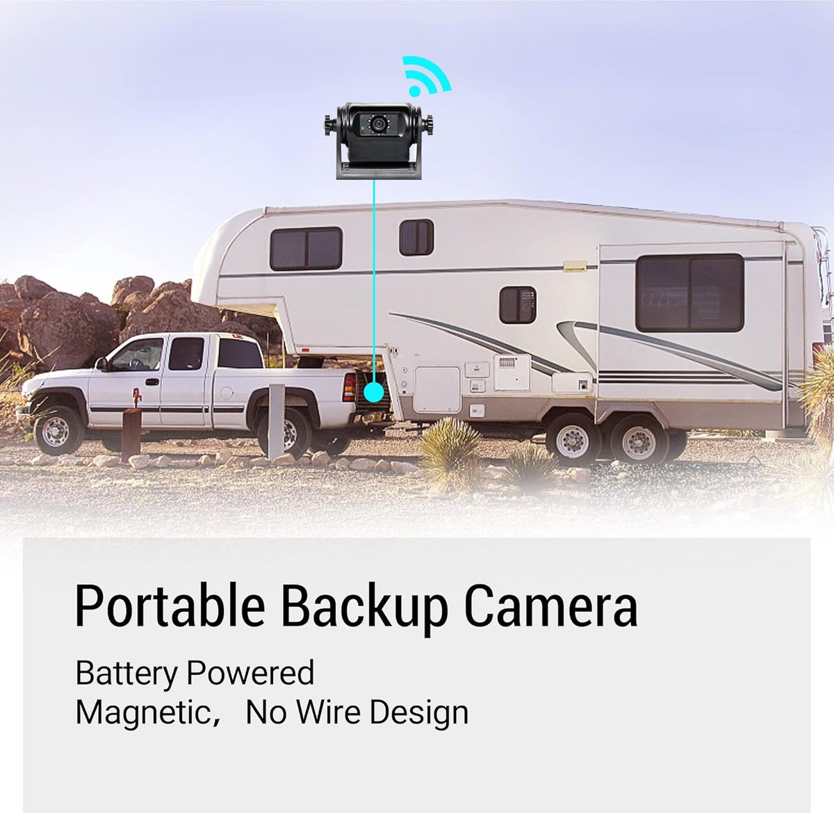 Magnetic Wireless Backup Hitch Camera WiFi Rear View Camera for RV Trailer