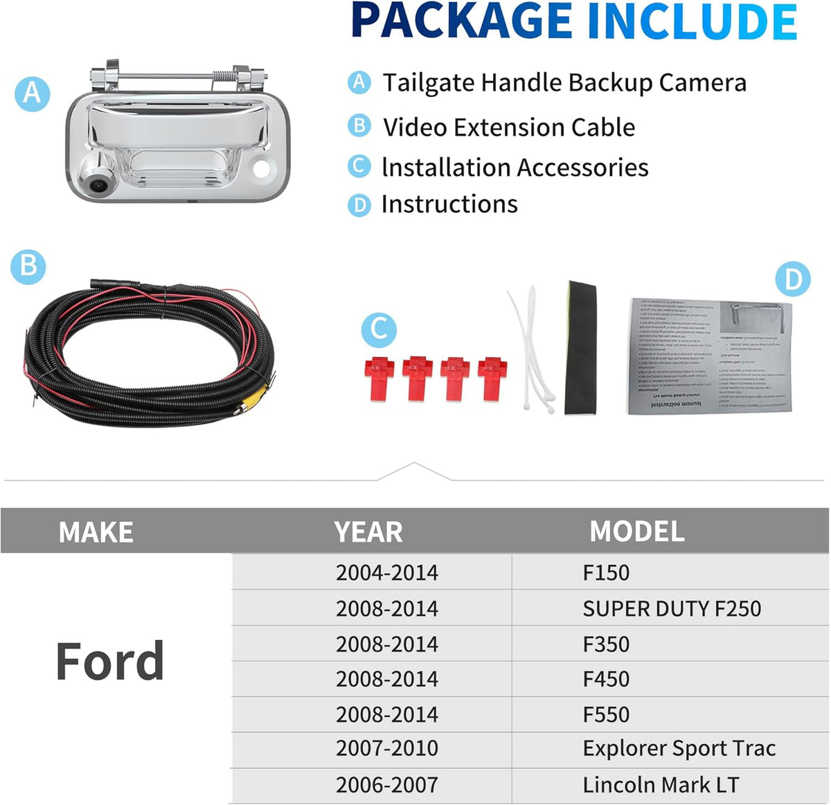 Tailgate Handle Backup Camera (Silver)
For Ford F150
