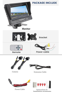 Blind Spot Side View Camera Kit with 7-Inch LCD Monitor