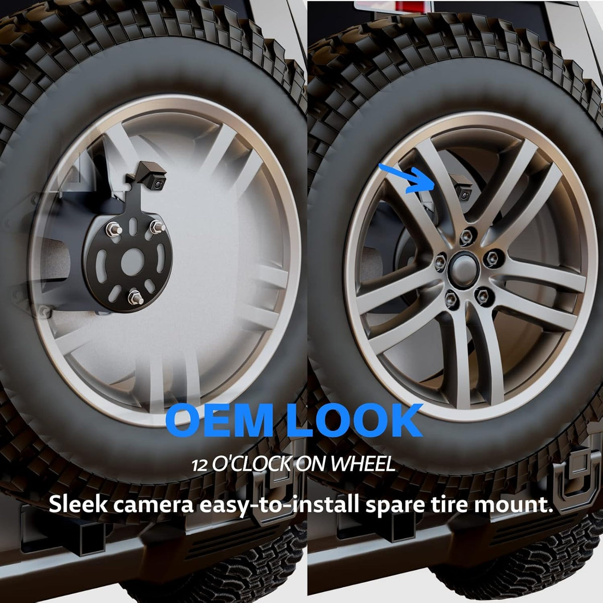 Backup Spare Tire Mount Camera with 4.3" Anti-Glare Mirror for Jeep Wrangler