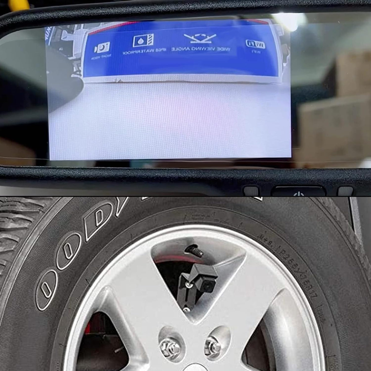 Spare Tire Mount Backup Camera with 4.3" Rear View Mirror for Jeep Wrangler