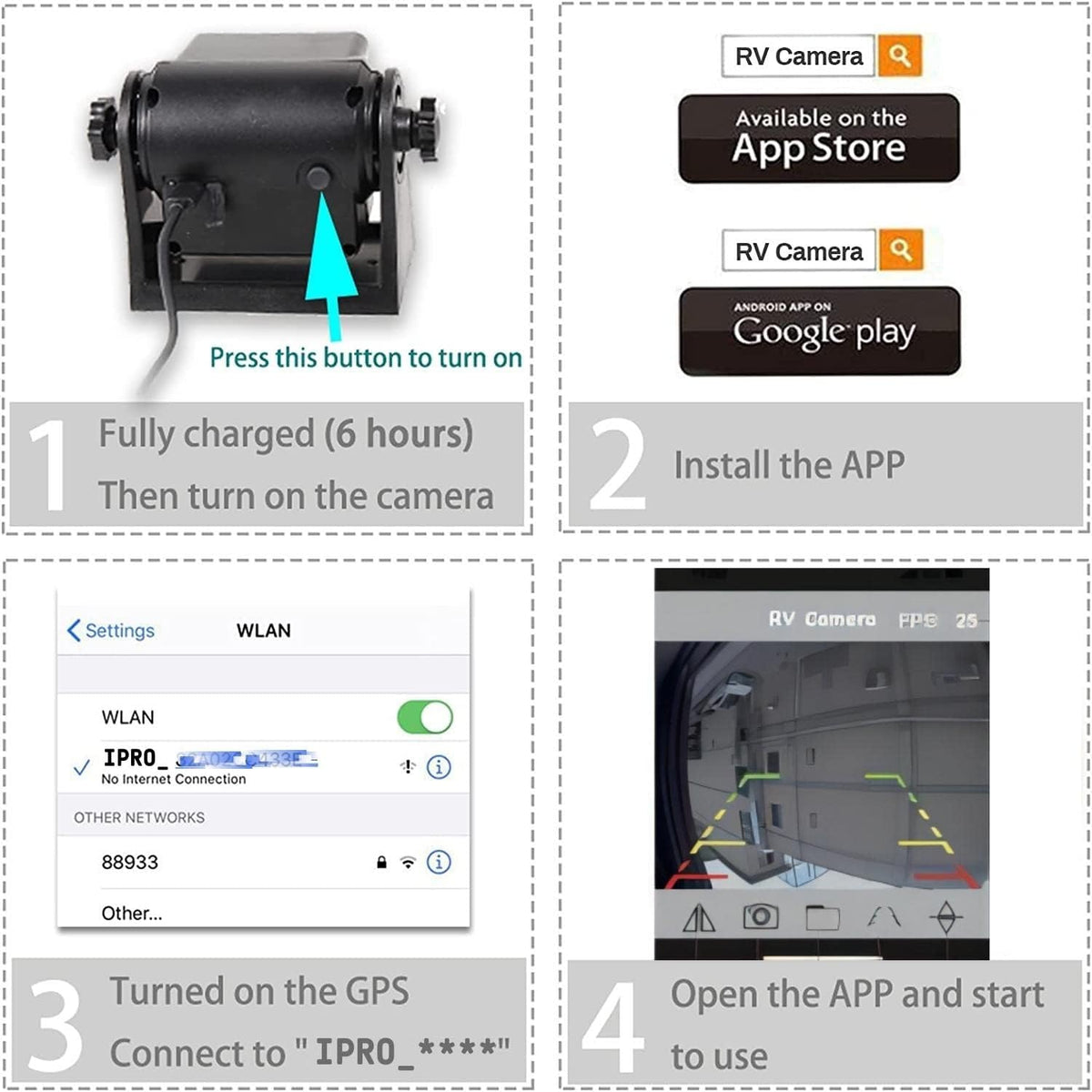 Magnetic Wireless Backup Hitch Camera WiFi Rear View Camera for RV Trailer