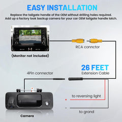 Tailgate Handle Backup Camera
For Toyota Tacoma 2016 Up/Toyota Tundra 2014 Up
