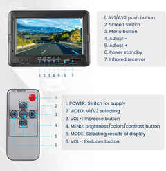 7" TFT LCD Quad-Split Rear View Monitor
