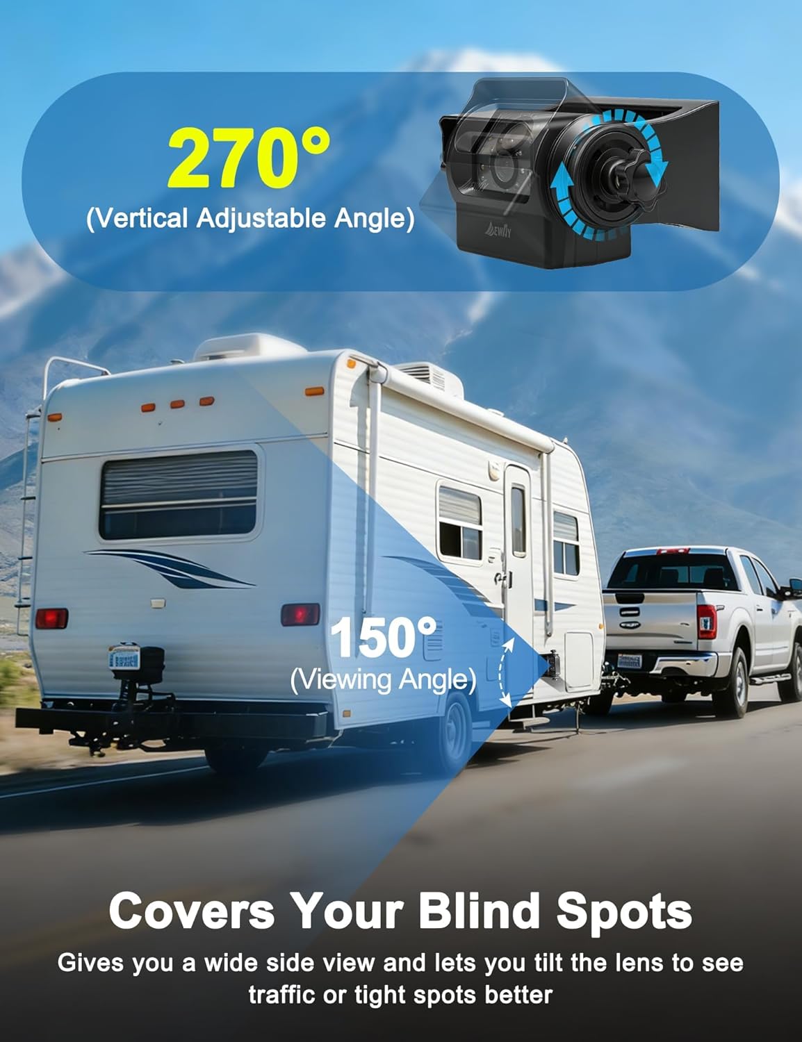 Wireless Magnetic Rear View Camera Biult-in Rechargeable Battery