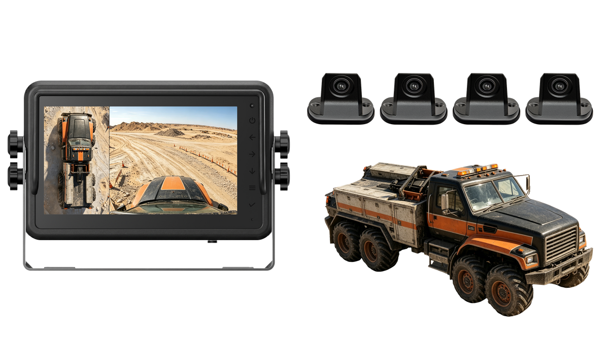 Construction Vehicle AI 360 Camera System with 3D Around View Recording Monitor