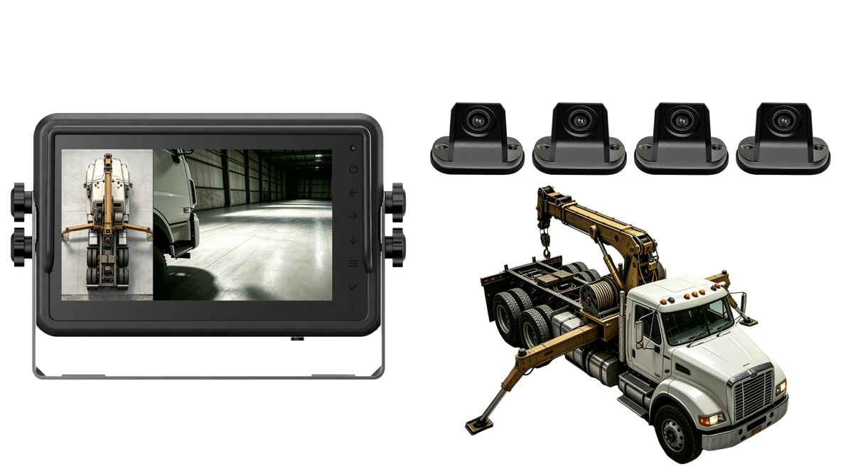 Crane Truck AI 360 Camera System with 3D Around View Recording Monitor