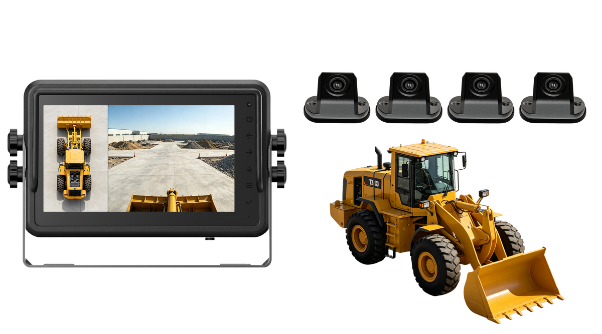 Engineering Machinery 4 Camera Panoramic View System with AI Alerts