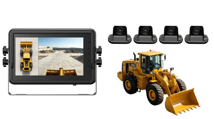 Engineering Machinery 4 Camera Panoramic View System with AI Alerts
