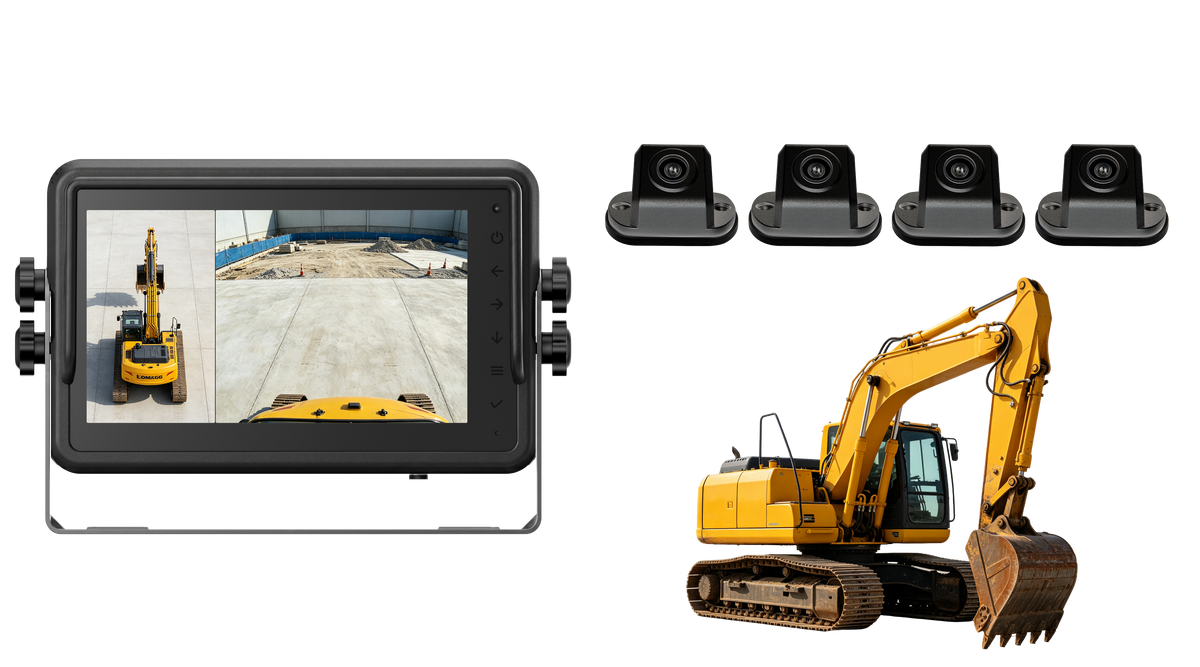 Excavator 360 Camera System with 3D Surround View & Blind Spot Warning