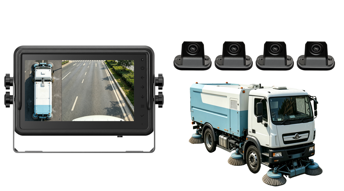 Municipal Sweeper AI 360 Camera System with Recording Monitor
