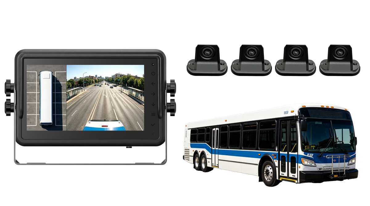 Public Transport Vehicle AI 360 Camera System with 3D Around View Recording Monitor