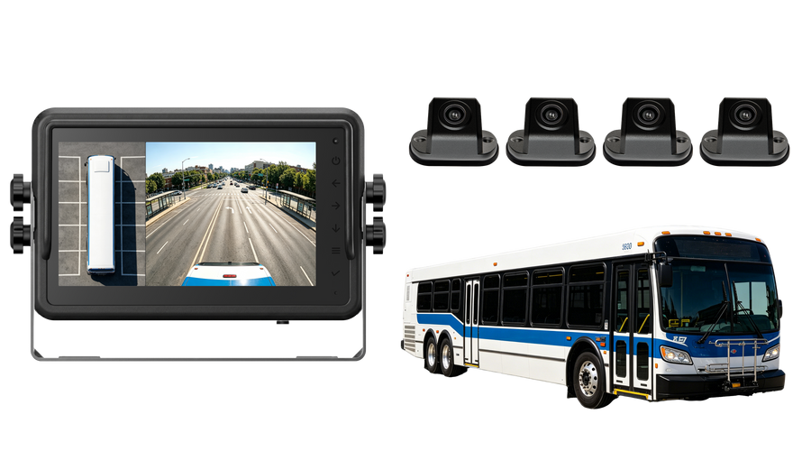 Public Transport Vehicle AI 360 Camera System with 3D Around View Recording Monitor