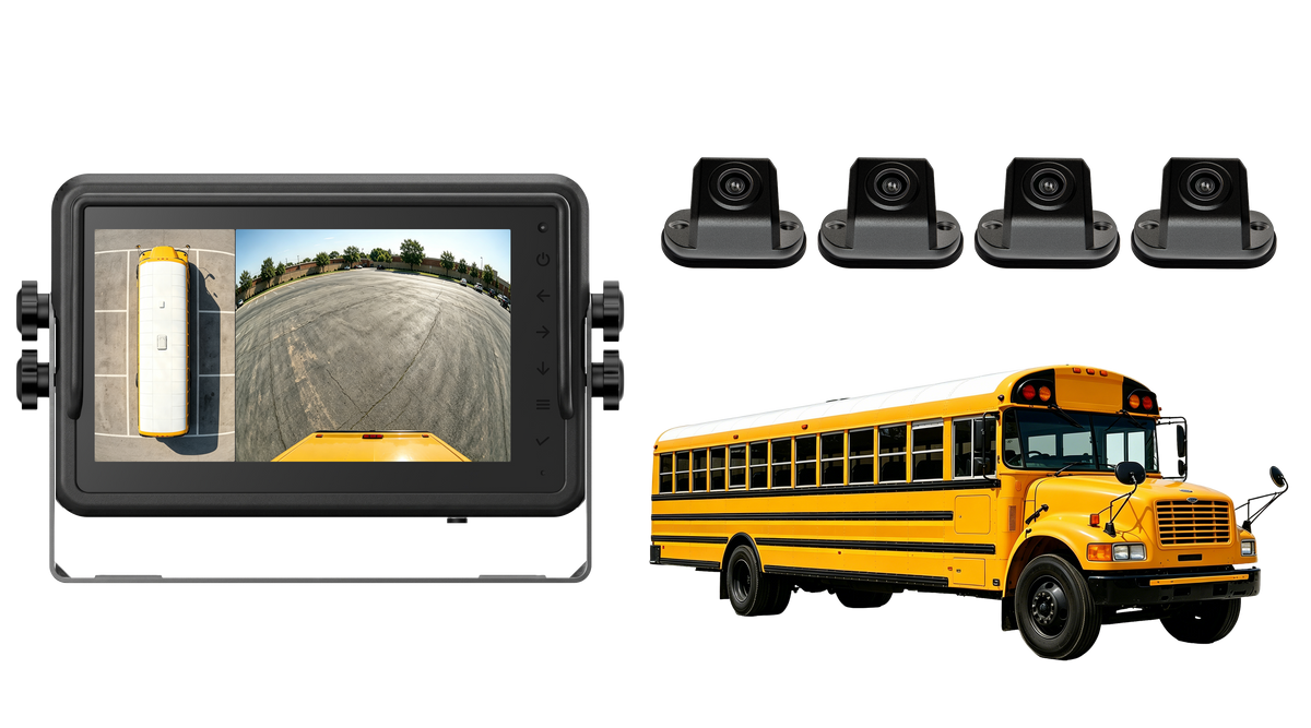 School Bus AI 360 Camera System with 3D Around View Recording Monitor