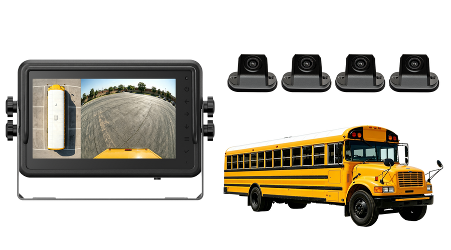 School Bus AI 360 Camera System with 3D Around View Recording Monitor