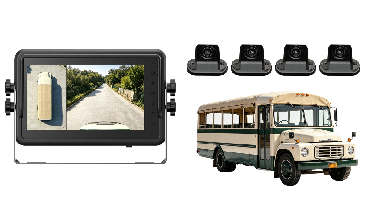 Sightseeing Vehicle AI 360 Camera System with 3D Around View Recording Monitor