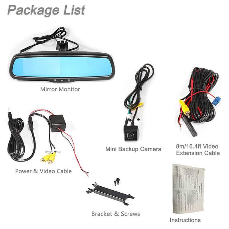 Universal Backup Camera with 4.3" Mirror Monitor Kit