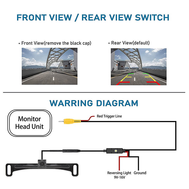 EW-L001 Universal Rear View License Plate Backup Camera