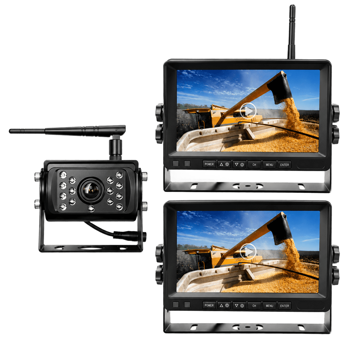 Wireless Monitoring Combiner Camera System Dual Monitor Kit for Better View