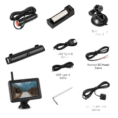 Wireless Rechargeable License Plate Backup Camera with 5" LCD Monitor