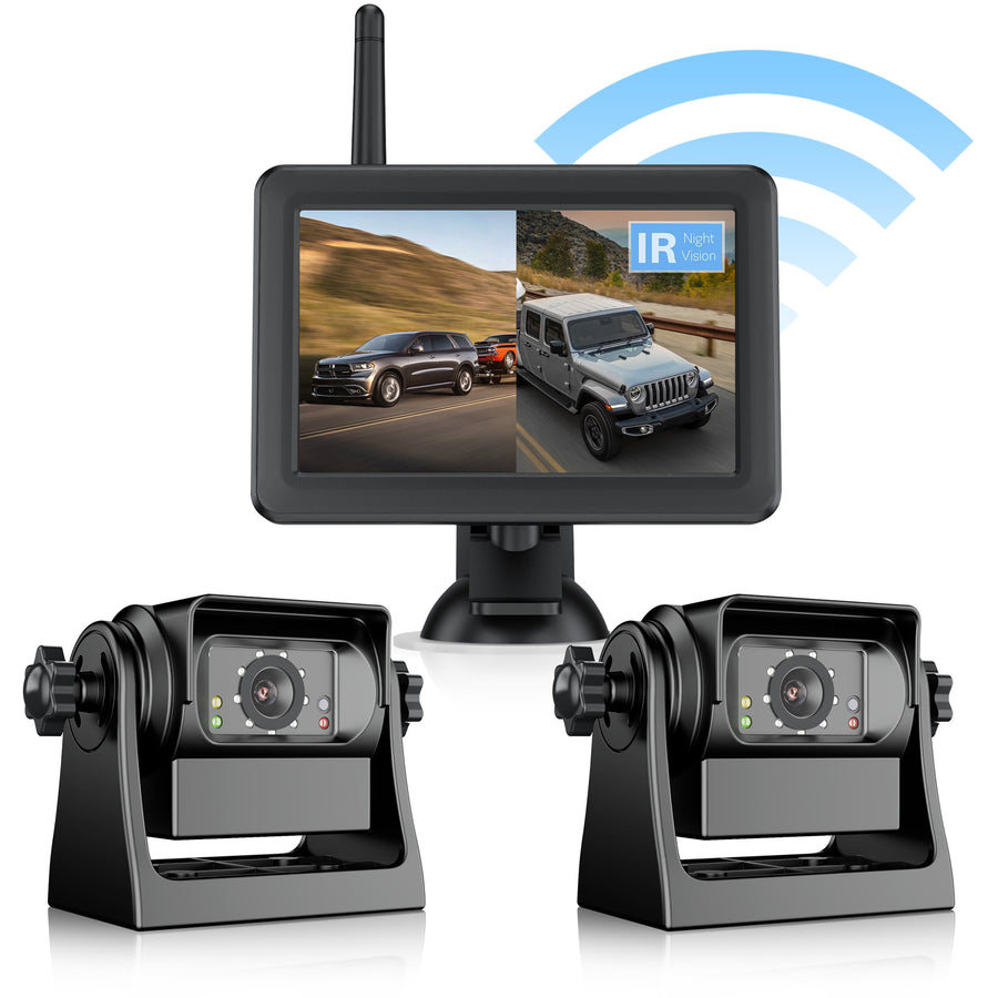 Wireless Vehicle Backup Camera with 5" Monitoring Monitor
