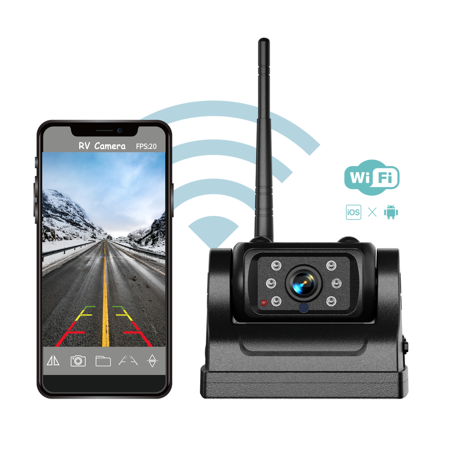 Wireless WiFi Truck Rear View Camera with Built-in 9000mAh Rechargeable battery