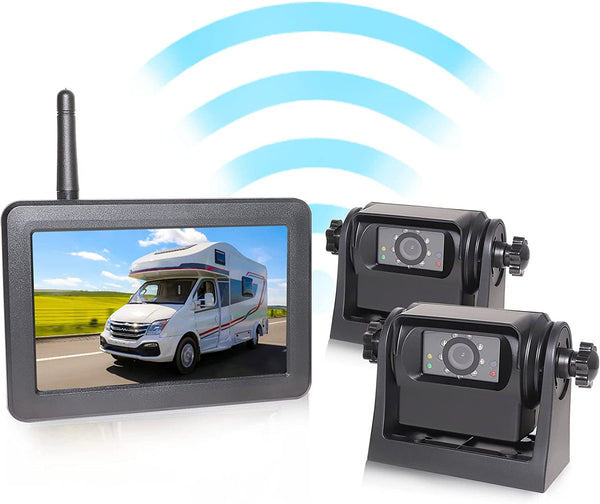 Magnetic Wireless Backup Camera System, Rechargeable Battery Hitch Camera with 5” LCD Monitor Display