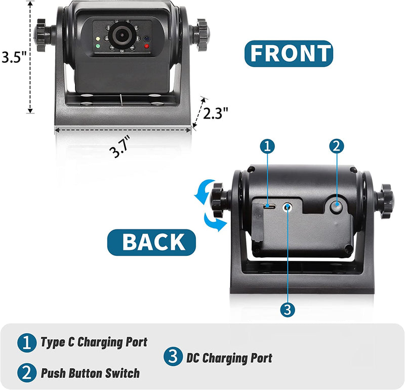 EWAY 2x Wireless WiFi Magnetic Backup Cameras 1080P HD 5 Monitor Battery  Powered No Wiring Rear