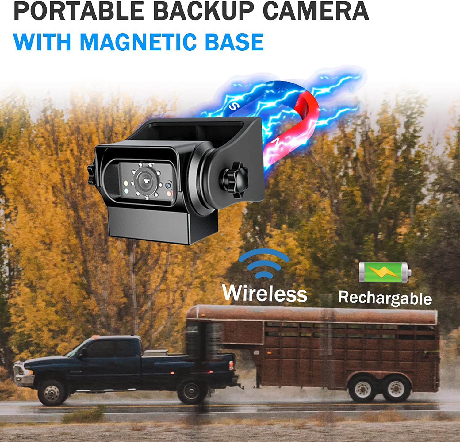 Wireless Hitch Backup Camera for Truck Trailer Battery power
